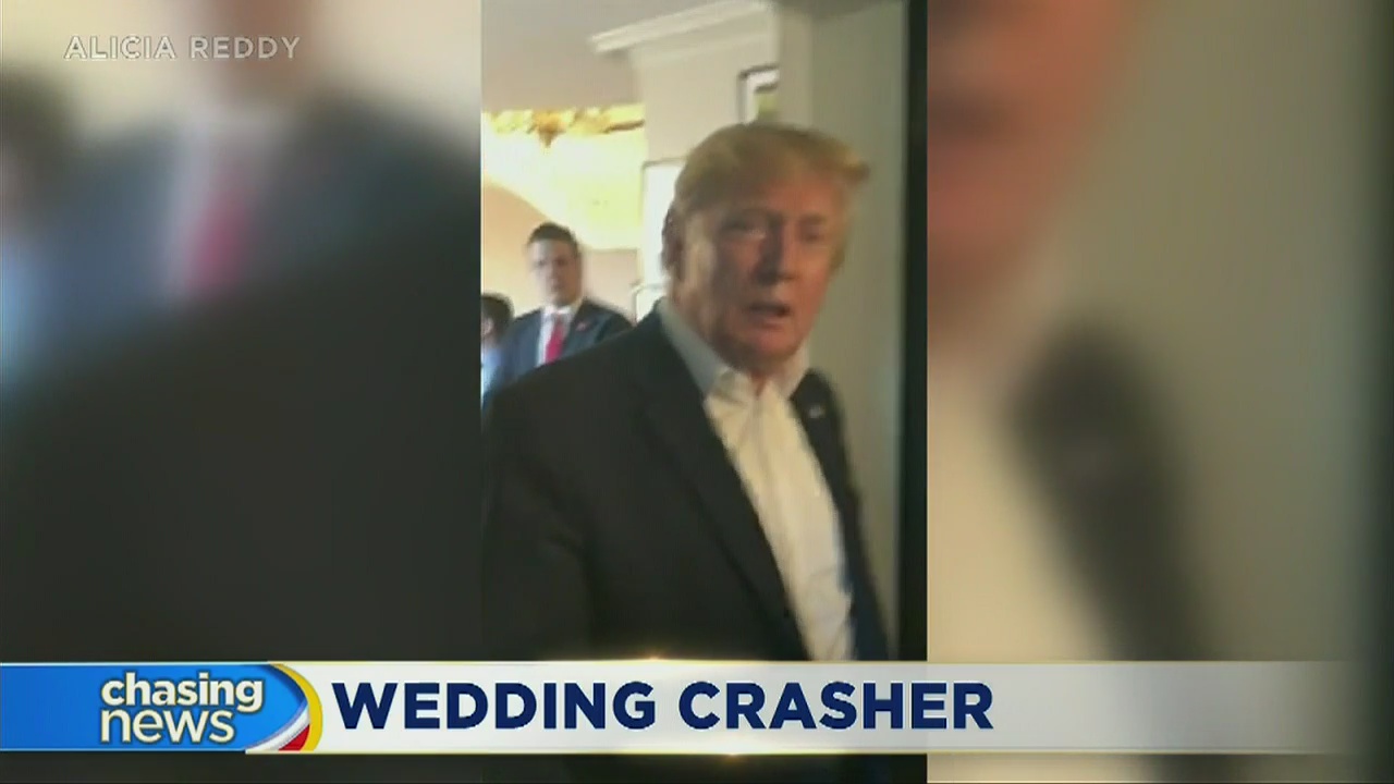 Trump shows up at wedding reception