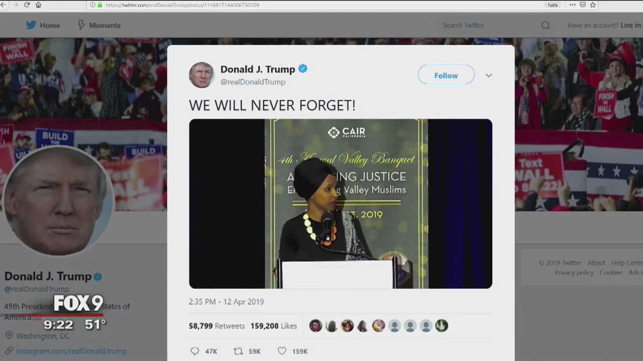 Rep. Ilhan Omar supporters protest Trump during visit to Minnesota