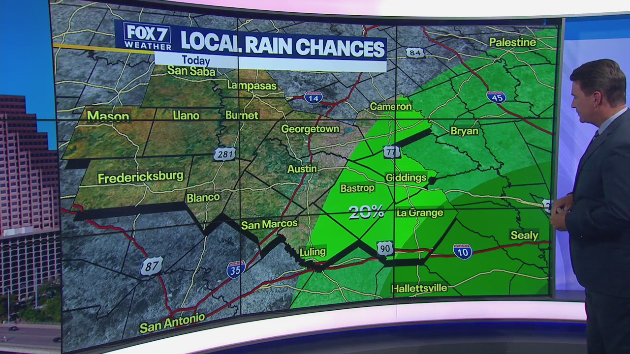 Slight chance of rain in parts of Central Texas, triple digit heat continues