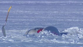 Buick stuck frozen in White Bear Lake