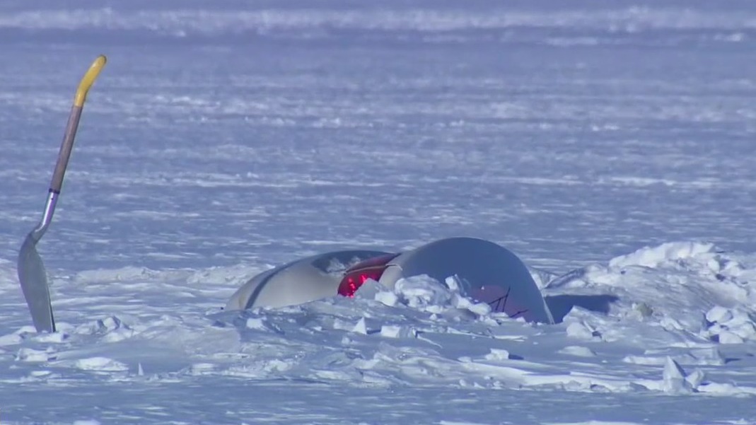 Buick stuck frozen in White Bear Lake