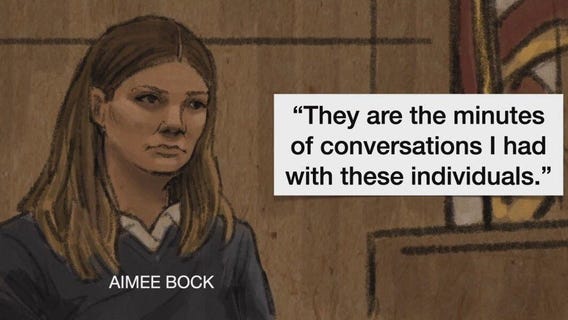 Aimee Bock cross-examination continues