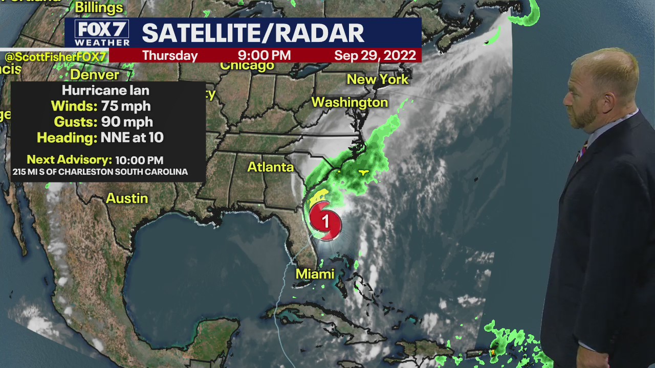 Hurricane Ian moving up East Coast