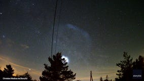 WATCH: Blue swirl rises in night sky after SpaceX launch