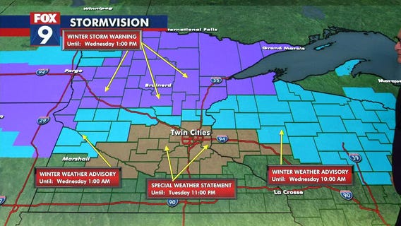 MN weather: Band of snow kicks off warnings