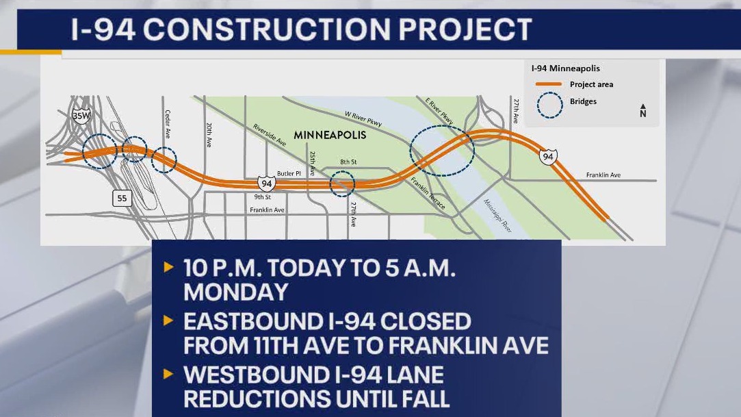 I-94 construction project closing ramps, roads
