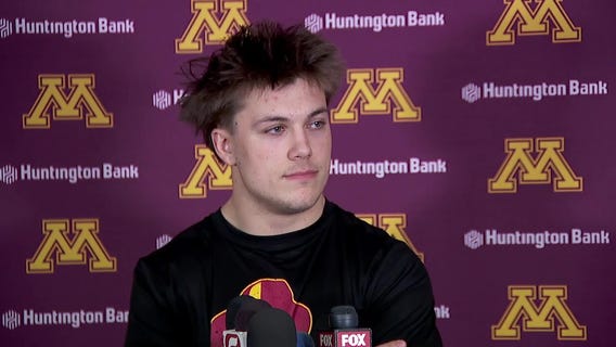 Koi Perich wears dual jersey at Gophers spring football practice