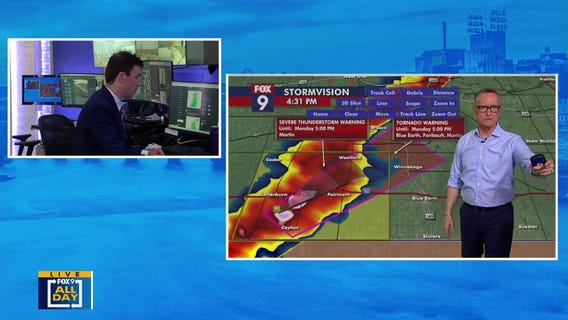 Reported tornado near Fairmont during stormy Monday
