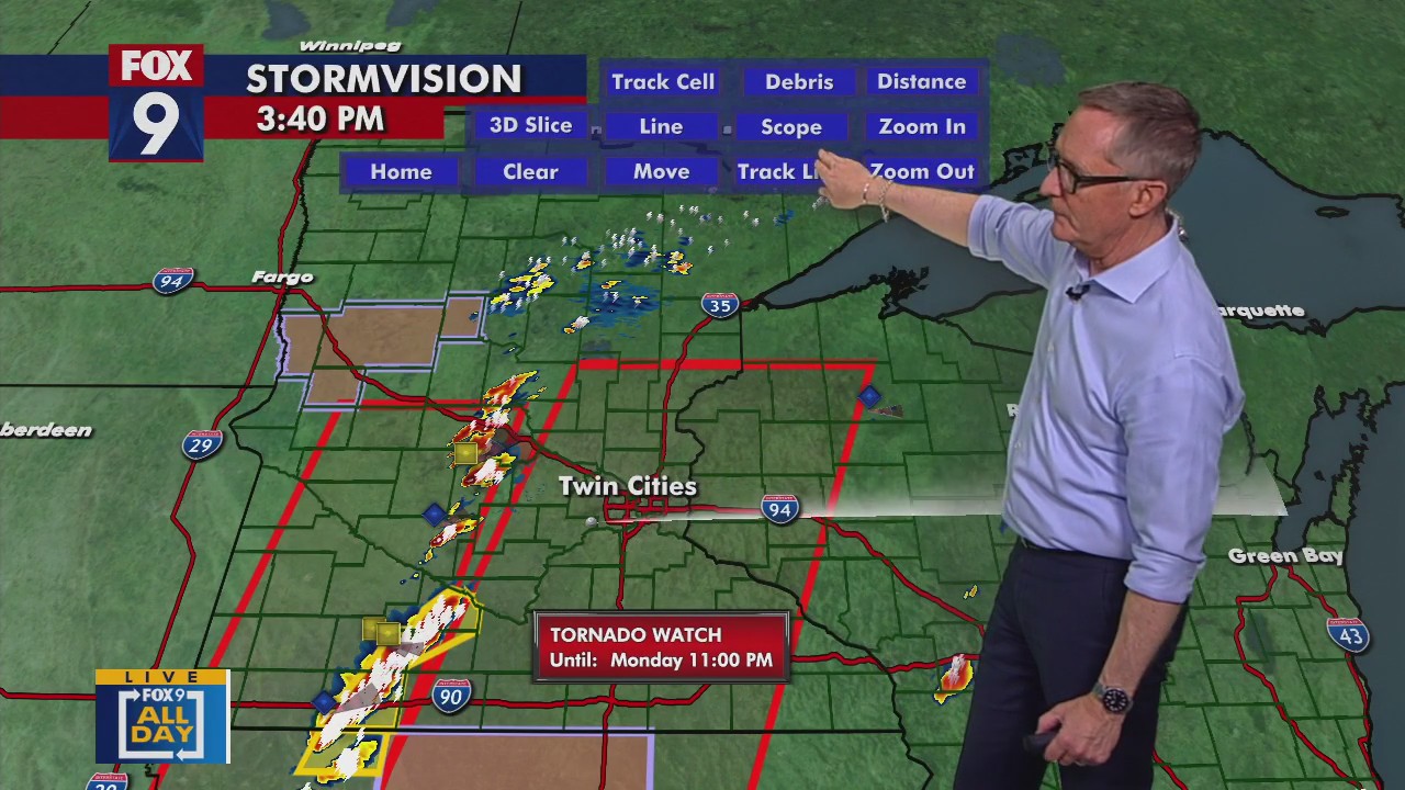 Twin Cities under Tornado Watch until 11 p.m. | FOX 9 Minneapolis-St. Paul