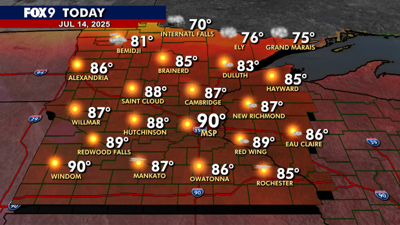 MN weather: Sunny and hot day on Monday
