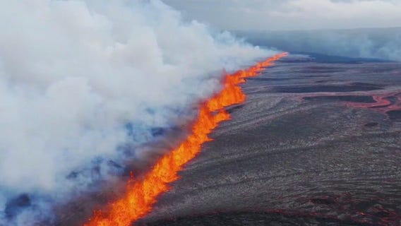 Iceland volcano eruption footage captured via drone