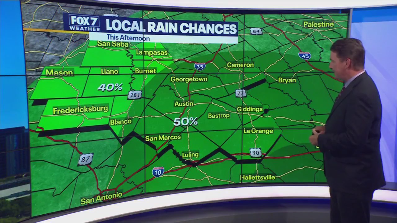 Central Texas weather: Chance of light rain Tuesday afternoon