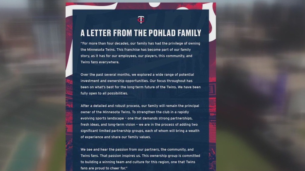 Pohlad family to remain principal owners of MN Twins