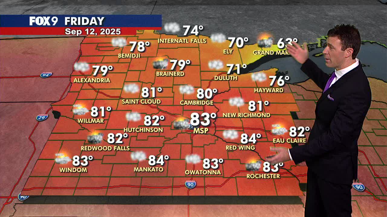 MN weather: Isolated late day rumbles Friday | FOX 9 Minneapolis-St. Paul