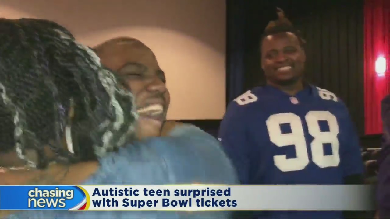 Autistic teen surprised with Super Bowl tickets