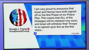 Trump: Israel, Hamas agree to 1st phase of peace plan