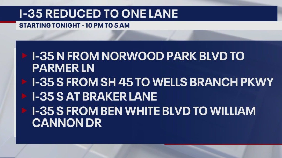 Austin traffic: Overnight closures on I-35