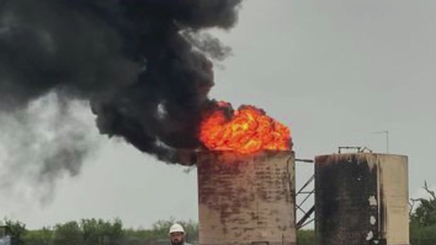 Oil well fire in Fayette County