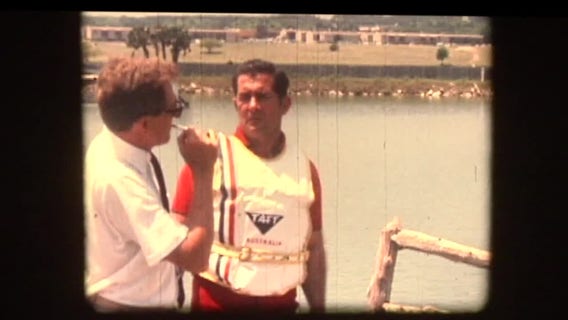 Aviator Bill Bennett hang gliding in Austin in 1969