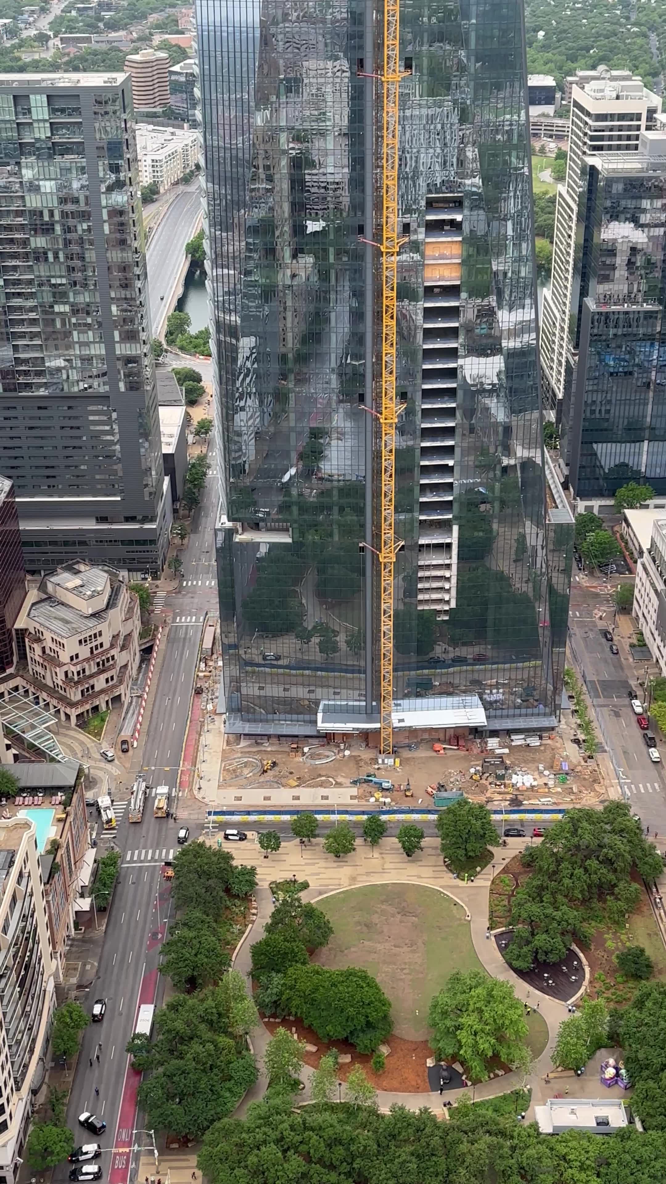 VIDEO: Person seen swinging on edge of crane in Austin