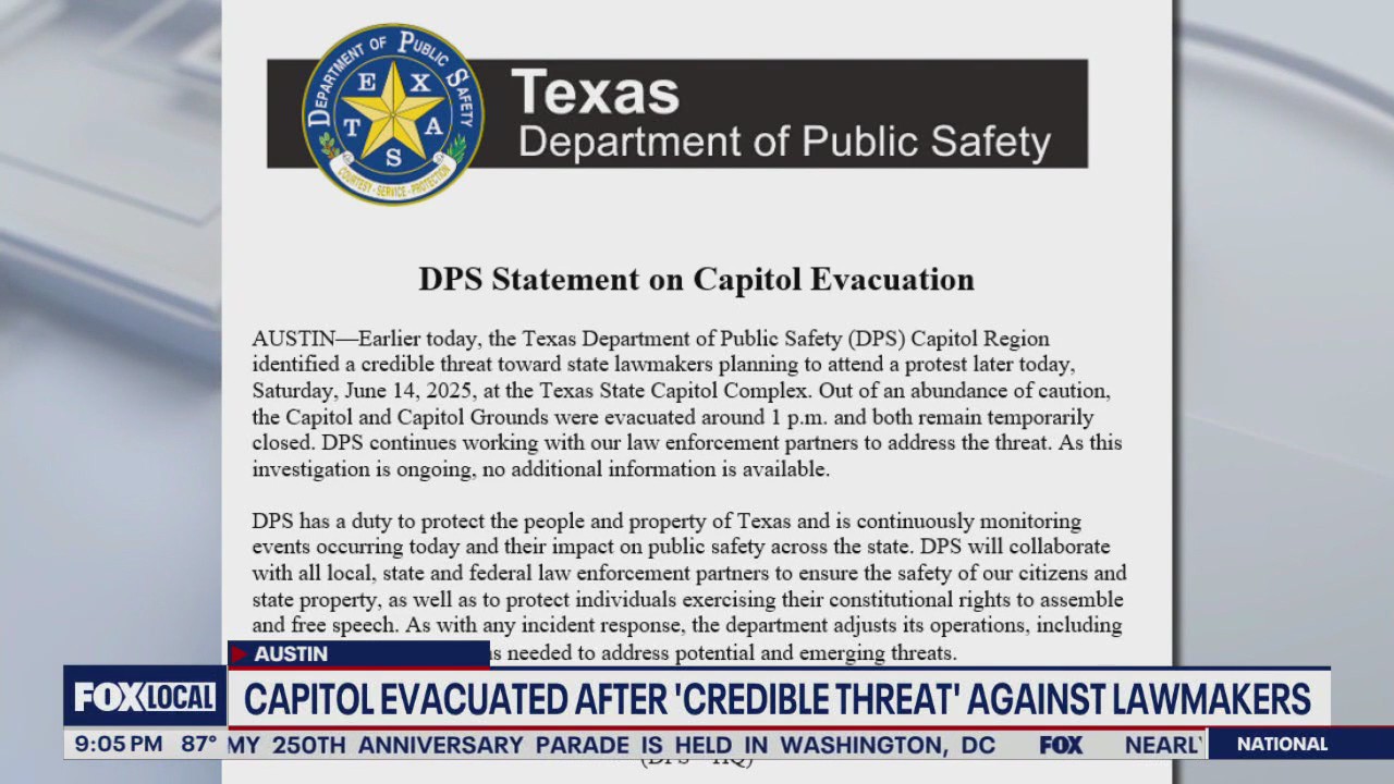 Texas Capitol evacuated after 'credible threat'