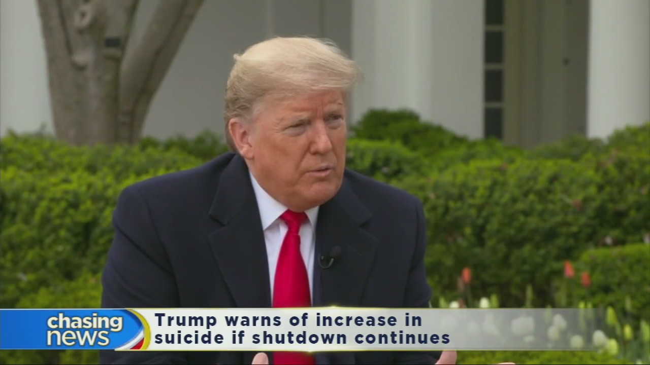 Trump warns of increase in suicide if shutdown continues