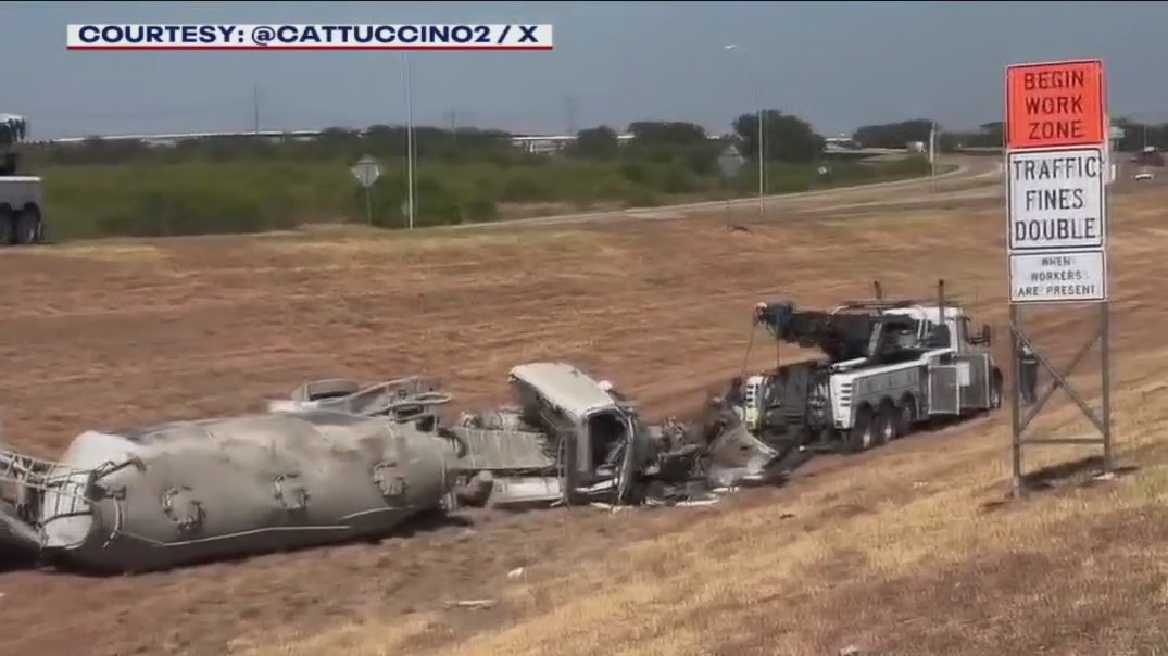 Semi-truck rolls over in crash near East Austin