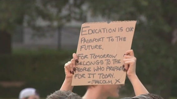 UT students protest Trump's education vision