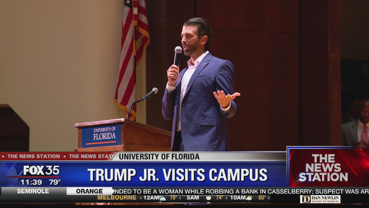 Protesters crash Donald Trump Jr speech at UF