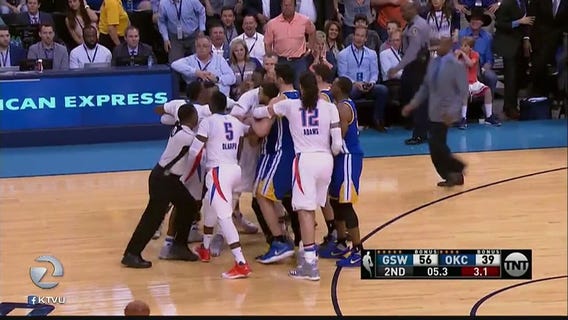 Warriors scuffle on court with Oklahoma City Thunder