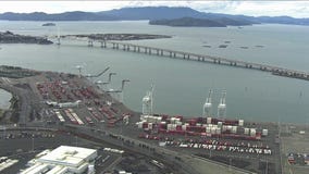 SkyFOX over Port of Oakland where Grand Princess will dock