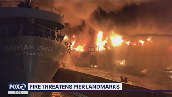 4-alarm San Francisco fire threatens Pier 45 landmarks