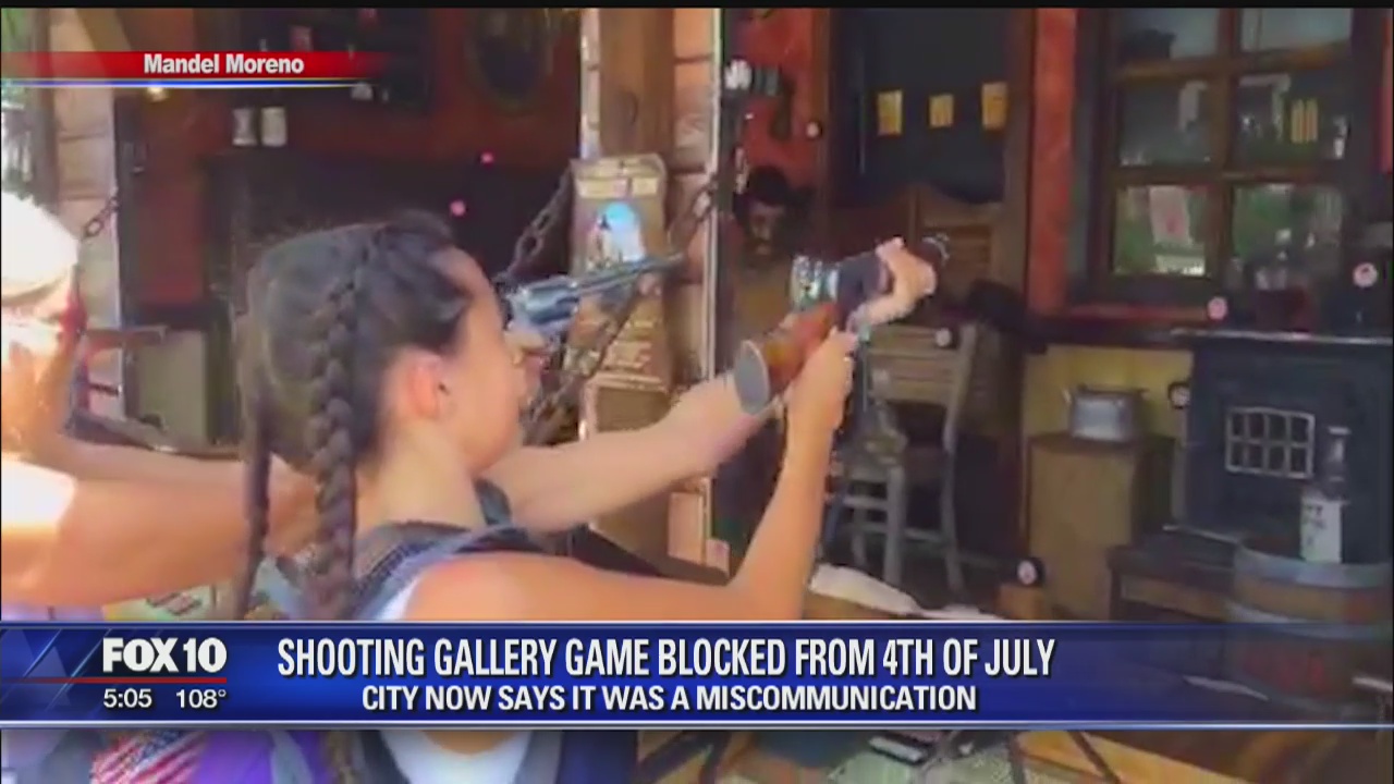 Shooting gallery game blocked from July 4th festival