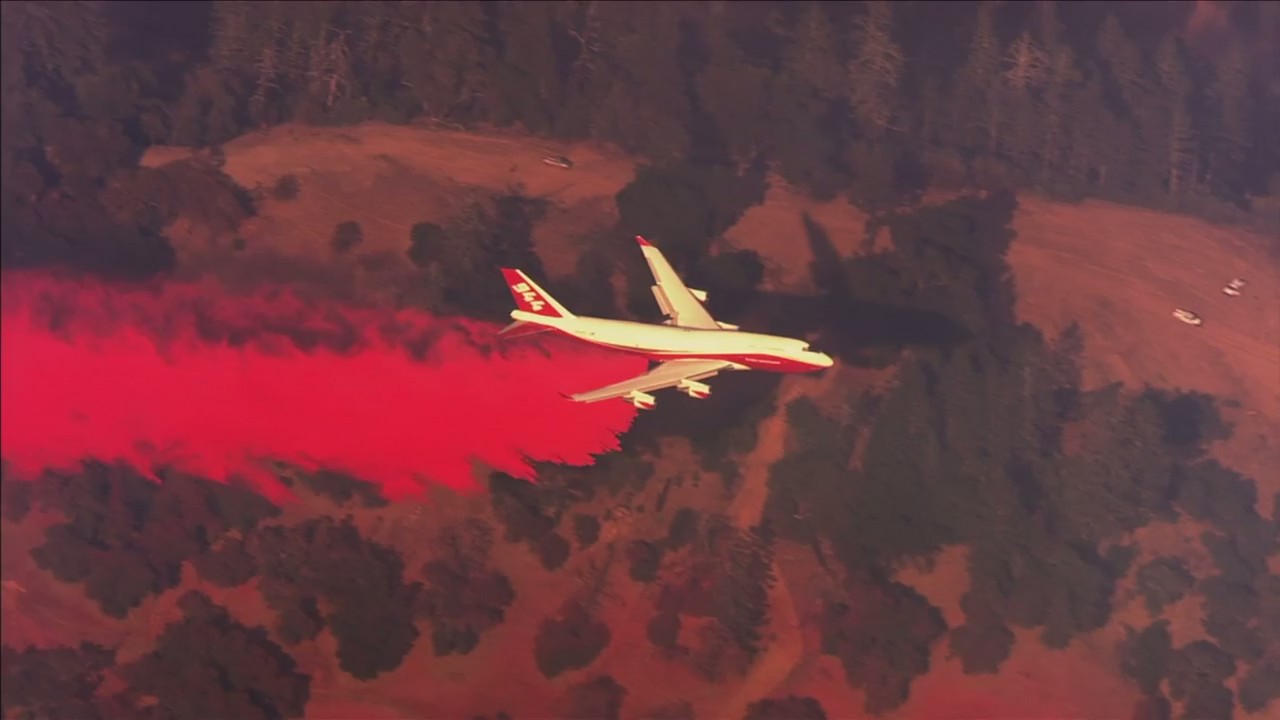 Global Supertanker arrives, drops retardant on Kincade Fire in Sonoma County