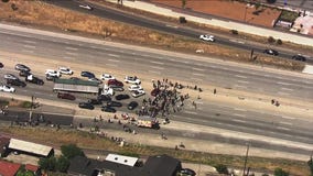 Protests against the police killing of George Floyd have spilled onto Highway 101 in San Jose