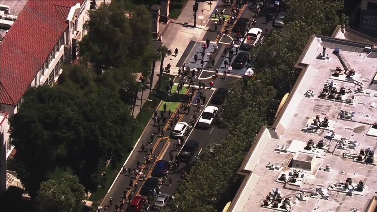 SkyFOX over protests in San Jose