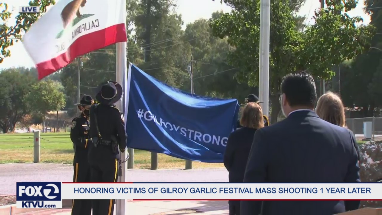 'Gilroy Strong:' City leaders hold flag raising ceremony to honor mass shooting victims one year later