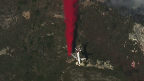 Fire retardant drop over wildfire at Point Reyes National Seashore