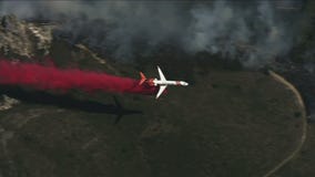 Fire retardant drop over wildfire at Point Reyes National Seashore