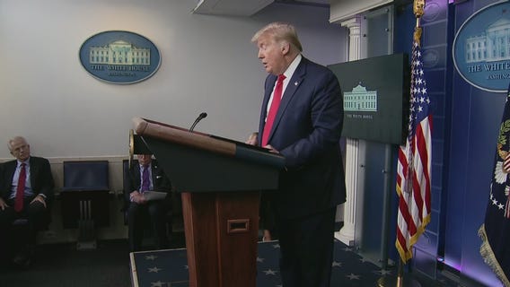 President Donald Trump holds a Friday news briefing from the White House