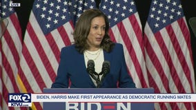 Joe Biden, Kamala Harris make first appearance as Democratic running mates