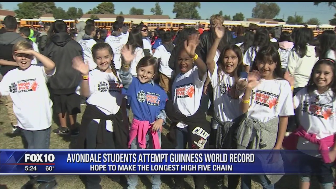 Students gather in world record attempt for the most high-fives