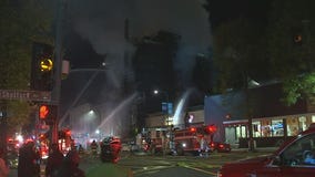 Fire burns at building under construction in downtown Berkeley