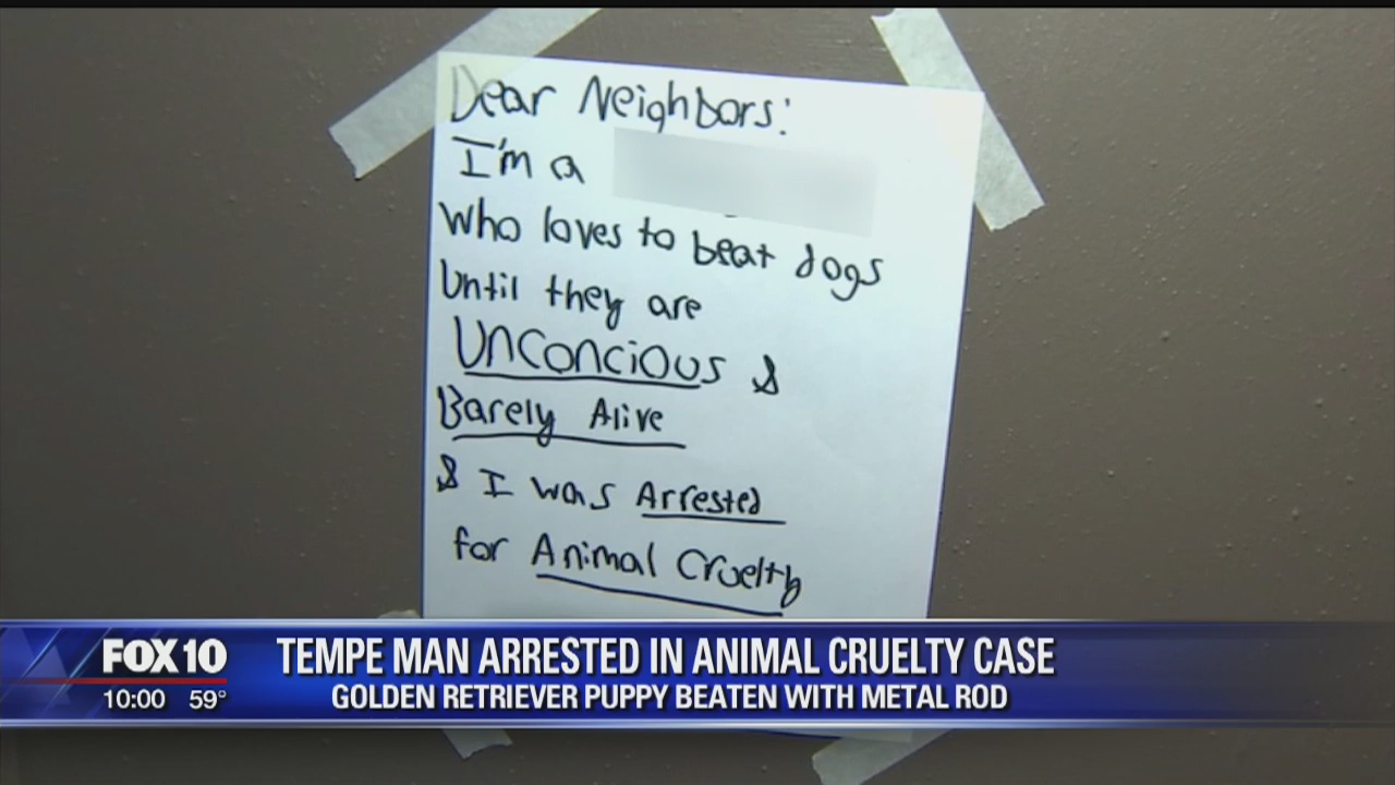 Tempe man arresed, accused of beating puppy with metal rod