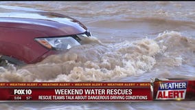 Father and son rescued from raging wash waters