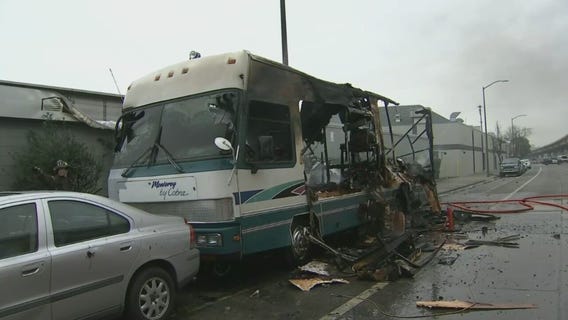 Oakland firefighters extinguish blaze that destroyed RV