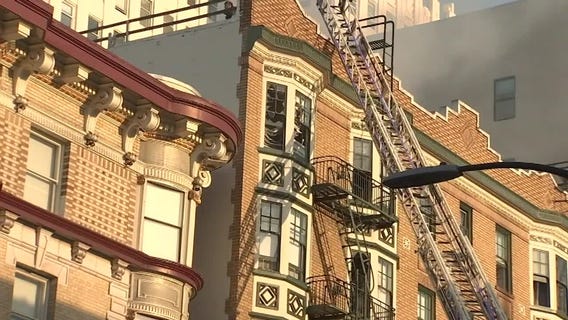 Raw video from scene of San Francisco apartment building fire that displaced 60 residents
