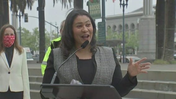 Mayor London Breed celebrates the return of the F-Line and Muni Metro service