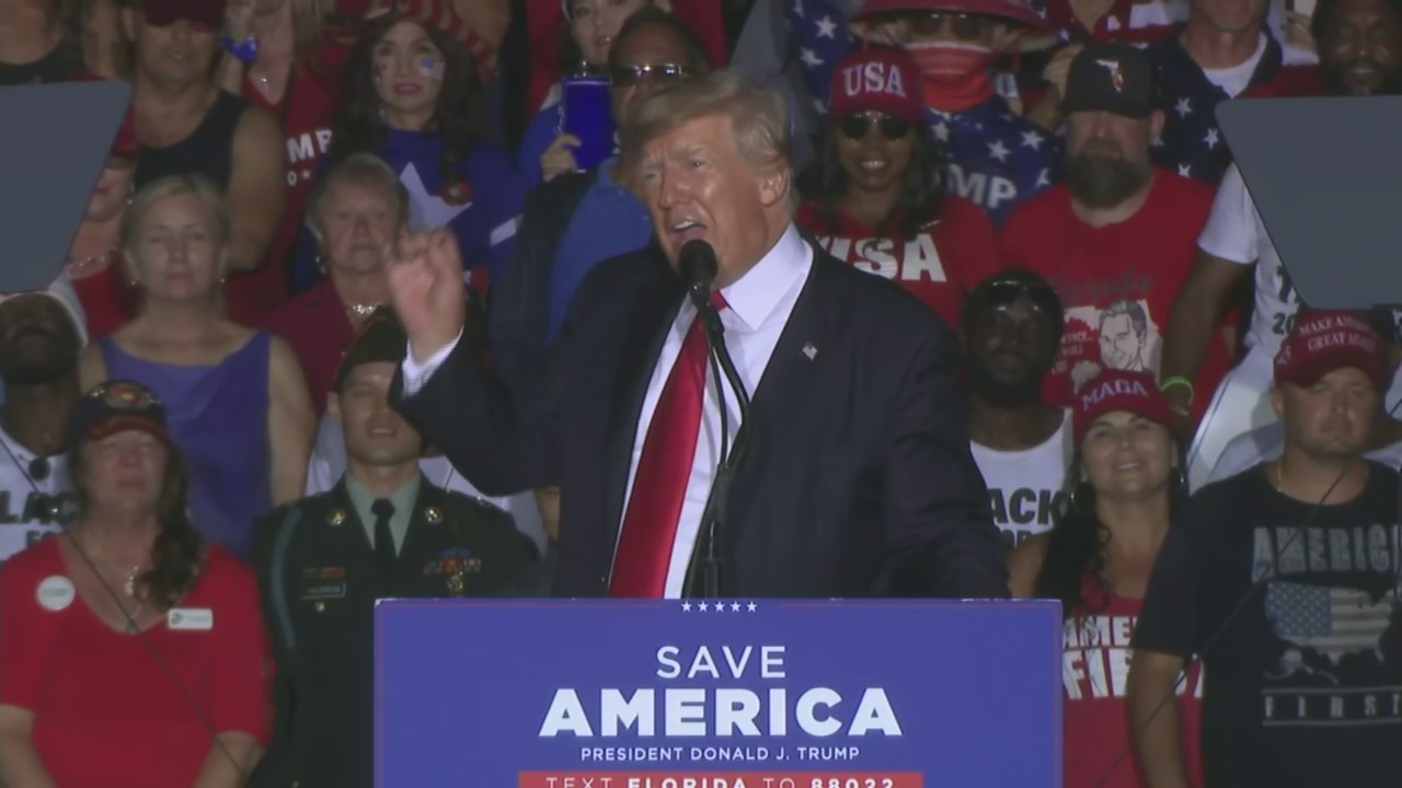 Former President Donald J. Trump uses Sarasota, Florida rally to continue falsely claiming he won the 2020 election