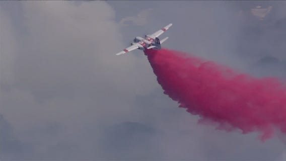 Cal Fire retardant drop on Lassen Fire burning in Marin County